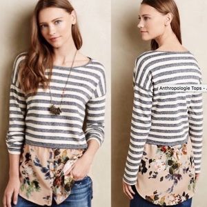Anthropologie Postmark stripe mixed media shirt.